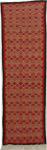 Couloir Kilim CKL05 fond Rouge avec bande noir  motif geometrique simple Tissé à la main pure laine kilim artisanal Tunisien