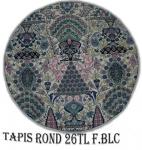 Tapis Rond 26TL Fond Blanc Nouée à la main pure laine Tapis 30/30 (90 mille nœuds)