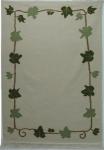 Nouveau kilim Fond Beige Bande Feuille Vert  Nouée à la main pure Laine Tapis artisanal Tunisien