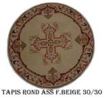 Tapis Rond Asse Fond Beige Nouée à la main pure laine Tapis 30/30 (90 mille nœuds)