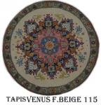 Tapis Rond Venus 115 Fond Beige Nouée à la main pure laine Tapis 30/30 (90 mille nœuds)