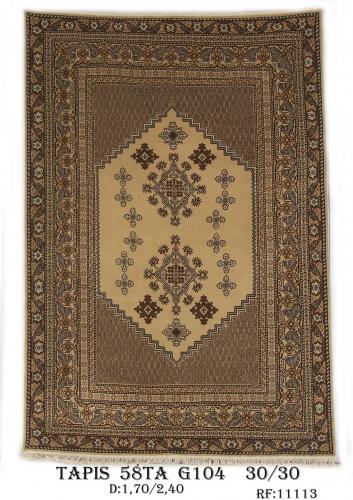 Tapis Venus Fond Ecrue Game154  Nouée à la Main Pure Laine  tapis 30/30 (90 mille nœuds)   