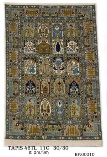 Tapis 46TL Fond Rouge Nou&eacute;e &agrave; la main pure laine Tapis 30/30 (90 mille noeuds)