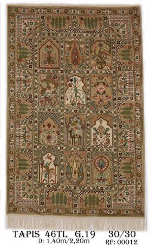 Tapis 46TL Fond Rouge Nou&eacute;e &agrave; la main pure laine Tapis 30/30 (90 mille noeuds)