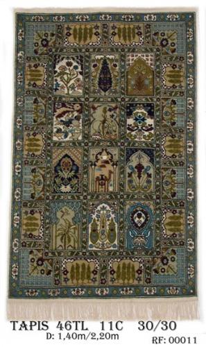 Tapis 46TL Fond Rouge Nou&eacute;e &agrave; la main pure laine Tapis 30/30 (90 mille noeuds)