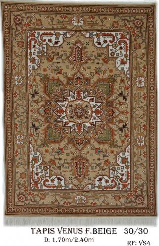 Tapis Venus Fond Ecrue Game154&nbsp;&nbsp;Nou&eacute;e &agrave; la Main Pure Laine&nbsp; tapis 30/30 (90 mille n&oelig;uds)&nbsp;&nbsp; 