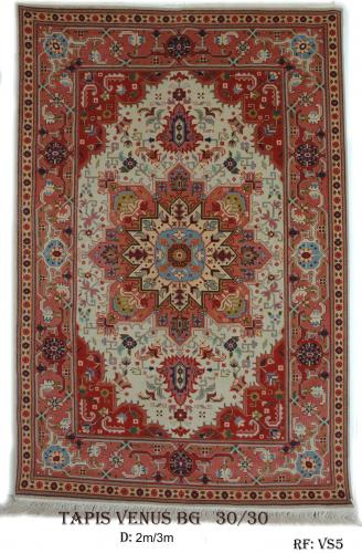 Tapis Venus Fond Ecrue Game154&nbsp;&nbsp;Nou&eacute;e &agrave; la Main Pure Laine&nbsp; tapis 30/30 (90 mille n&oelig;uds)&nbsp;&nbsp; 