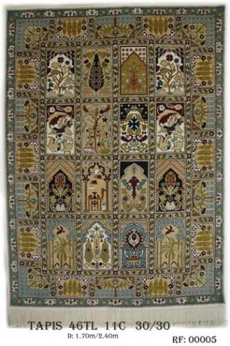 Tapis 46TL Fond Rouge Nou&eacute;e &agrave; la main pure laine Tapis 30/30 (90 mille noeuds)