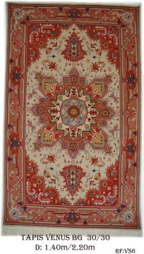 Tapis Venus Fond Ecrue Game154&nbsp;&nbsp;Nou&eacute;e &agrave; la Main Pure Laine&nbsp; tapis 30/30 (90 mille n&oelig;uds)&nbsp;&nbsp; 