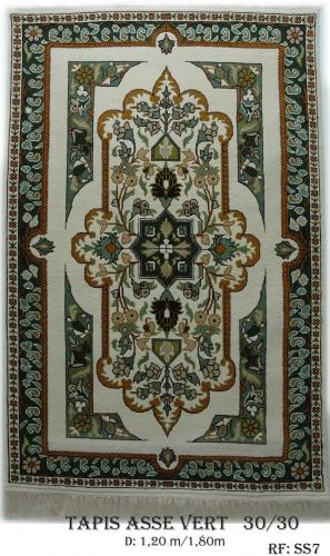 Tapis Venus Fond Ecrue Game154  Nouée à la Main Pure Laine  tapis 30/30 (90 mille nœuds)   