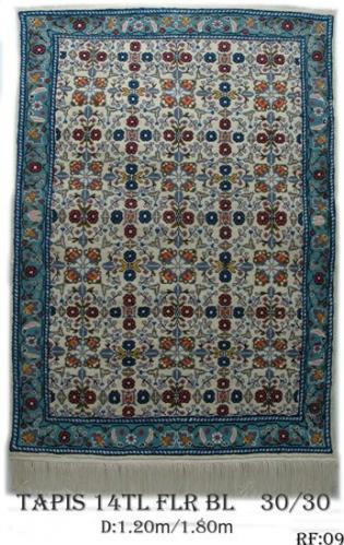 Tapis Venus Fond Ecrue Game154  Nouée à la Main Pure Laine  tapis 30/30 (90 mille nœuds)   