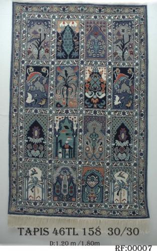 Tapis 46TL Fond Rouge Nou&eacute;e &agrave; la main pure laine Tapis 30/30 (90 mille noeuds)