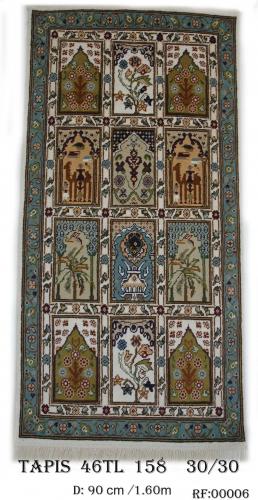 Tapis 46TL Fond Rouge Nou&eacute;e &agrave; la main pure laine Tapis 30/30 (90 mille noeuds)
