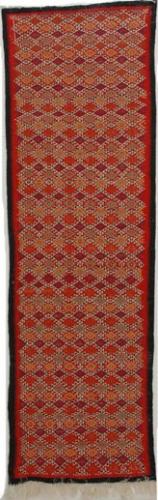 Kilim Couloir Fond Vert  Tissé à la main pure laine Kilim artisanal Tunisien