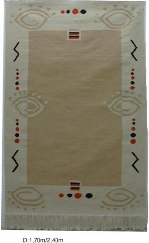 Nouveau kilim Fond Beige Bande Feuille Vert  Nouée à la main pure Laine Tapis artisanal Tunisien